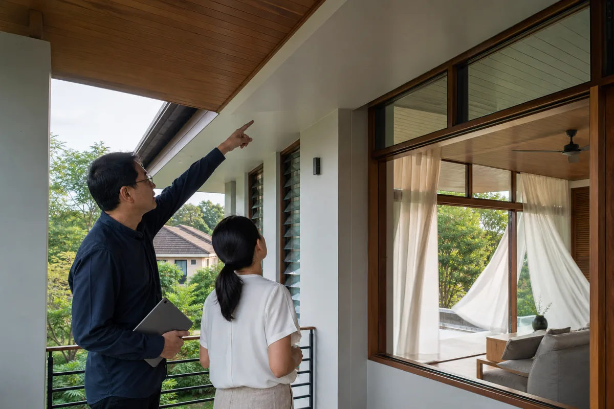 เจ้าของบ้านและผู้ออกแบบตรวจชายคา ช่องเปิด และการระบายอากาศ
